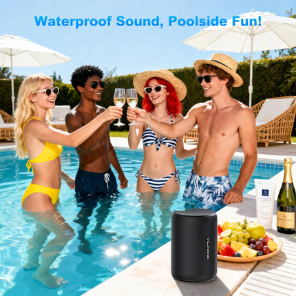 Portable Bluetooth Speaker, IPX7 Waterproof Wireless Speaker, Stocking Stuffers, Bluetooth 5.0, TWS Mini Speaker for Home/Party/Outdoor/Travel/Gifts, Black