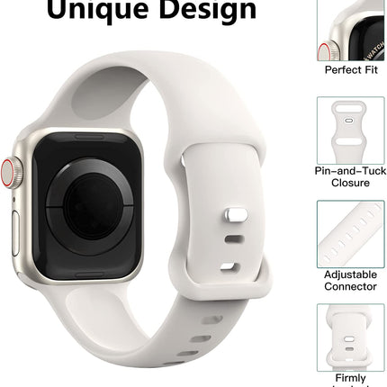 Sport Bands Compatible with Apple Watch Bands 38Mm 40Mm 41Mm 42Mm 44Mm 45Mm 49Mm,Soft Silicone Waterproof Strap for Iwatch Ultra2 Series 9 Ultra 8 7 6 5 4 3 2 1 SE Women Men